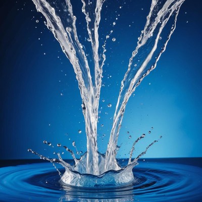 Water splashes into a pool