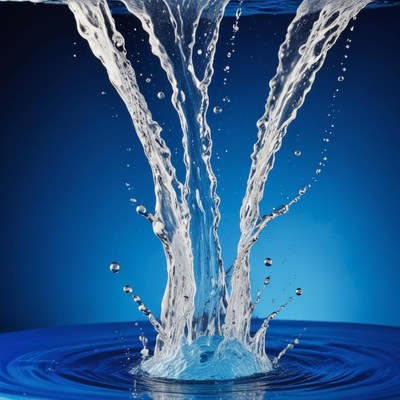 Water splashes in a blue pool