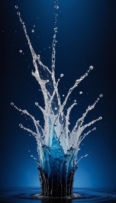 Water splashes high in the air