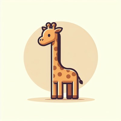 A cartoon giraffe stands on a light background