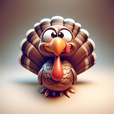 A cartoon turkey with a goofy expression