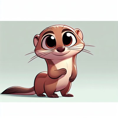 A cute cartoon otter stands with a big smile