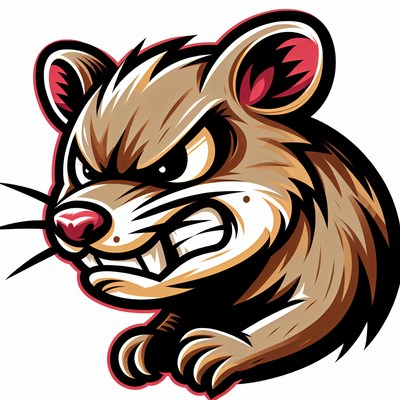 An angry cartoon mouse with big teeth