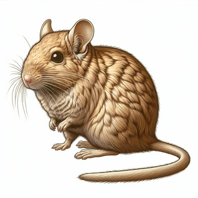 A gerbil sits on a white background