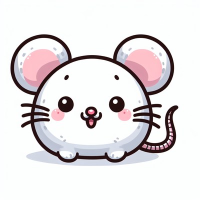 A cute cartoon mouse smiles cheerfully