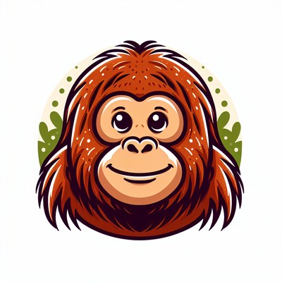 A smiling orangutan in a jungle setting
