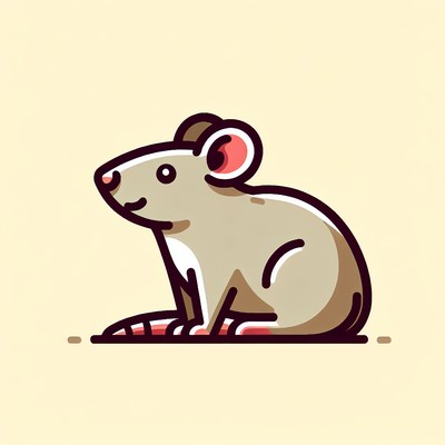 A cute cartoon mouse sits on a light background