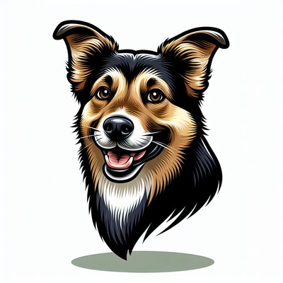 A happy dog looks directly at the camera