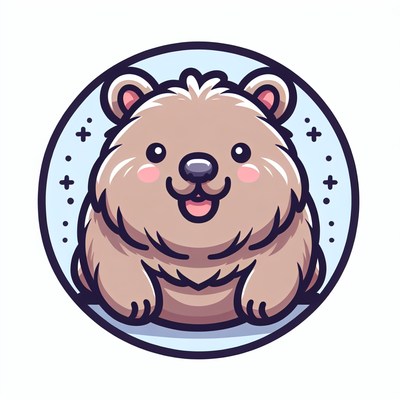 A cute cartoon wombat smiles in a circle