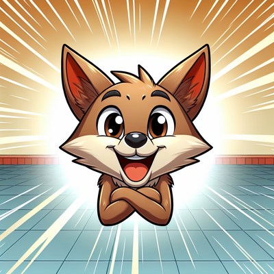 A cheerful fox with crossed arms by bright light