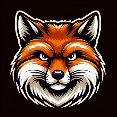 A close-up of a fox's face with an intense expression