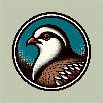 A red-legged partridge in a circular design