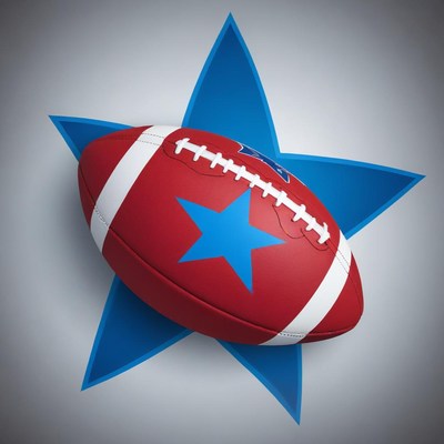 Red and white football with a blue star