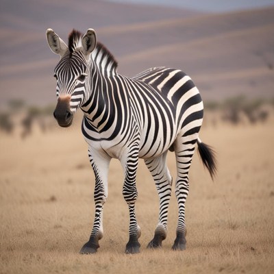 A zebra stands in a grassy field