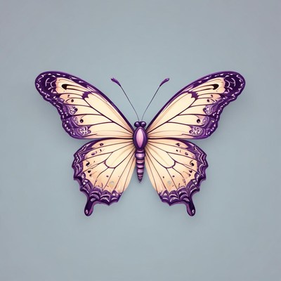 A purple and cream butterfly with intricate markings