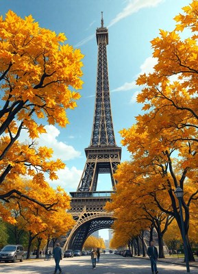 The eiffel tower stands tall against a blue sky in paris