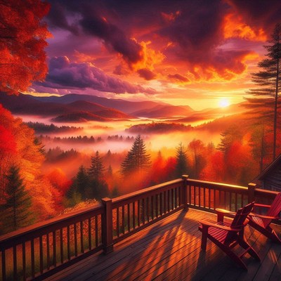 A peaceful morning sunrise over the mountains