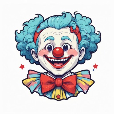 A happy clown with a big smile and red nose