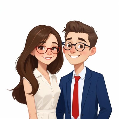 A happy couple smiles for a portrait