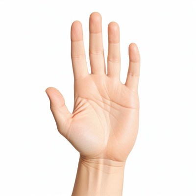 Five-fingered hand displayed on a white background