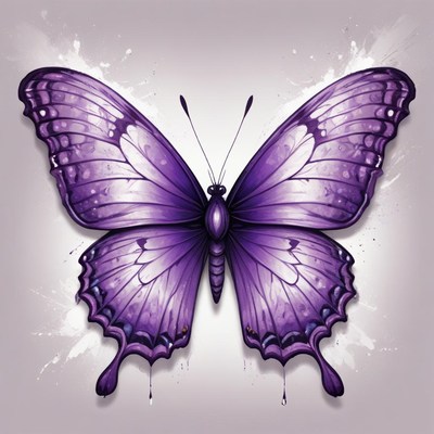 Purple butterfly with white accents on gray background