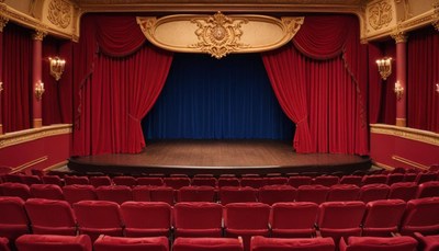 Empty seats in a theater await the show