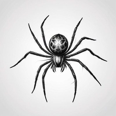 A black spider with a patterned abdomen