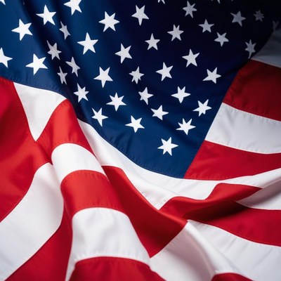 A close-up of the american flag waving in the wind