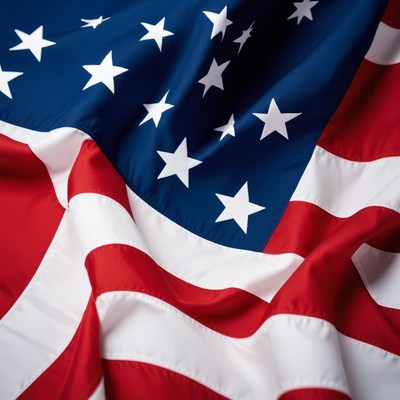 Close-up of the american flag's stripes and stars