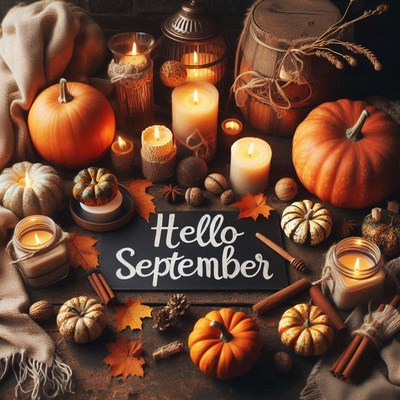 Hello september! pumpkins and candles set the mood