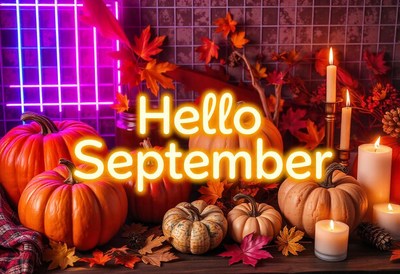 Hello september, a warm welcome with pumpkins and candles