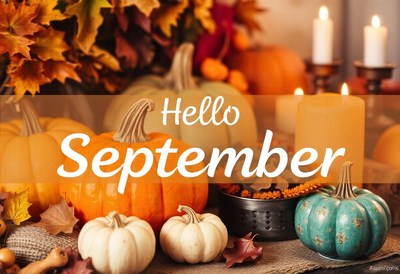 Hello september, pumpkins and candles welcome the season