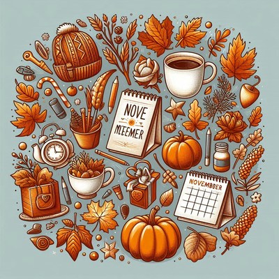 A november circle of fall objects