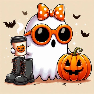 Cute ghost, pumpkin, and coffee for halloween!