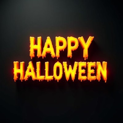 Happy halloween greeting with dripping orange letters