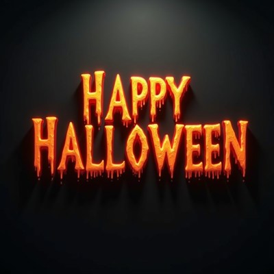 Happy halloween greeting with dripping orange letters