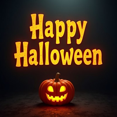 Happy halloween with a glowing jack-o'-lantern