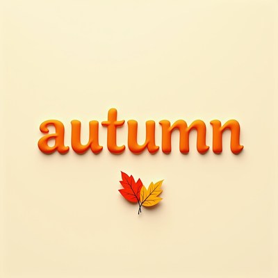 Autumn in orange with two small leaves below