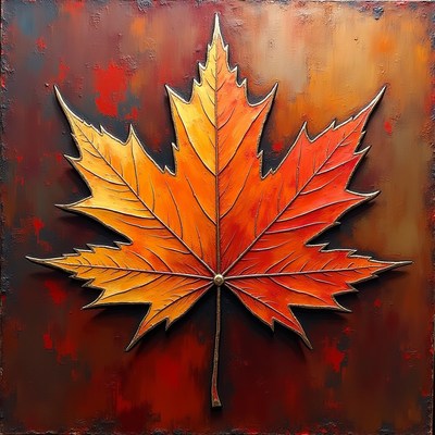 A single maple leaf in fall colors