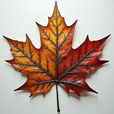 A single maple leaf in shades of orange and red