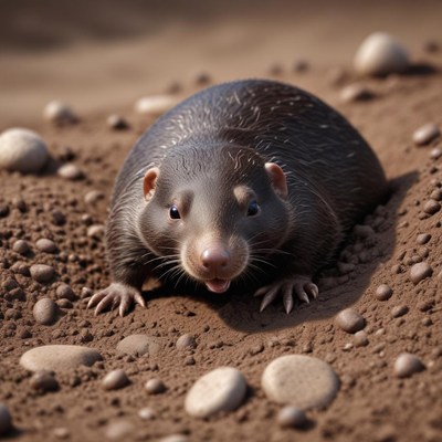 A mole looks up from the dirt