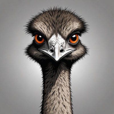 An emu stares directly at the camera