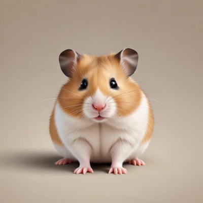 A cute hamster sits on a beige background