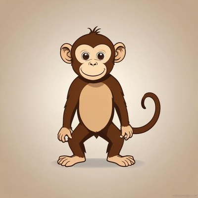A cute cartoon monkey smiles for the camera