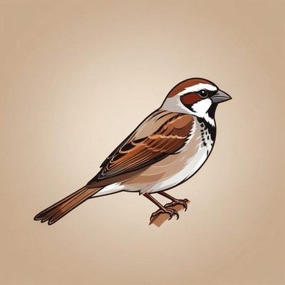 A sparrow perches on a branch