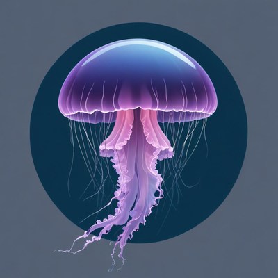 A purple jellyfish floats in the ocean