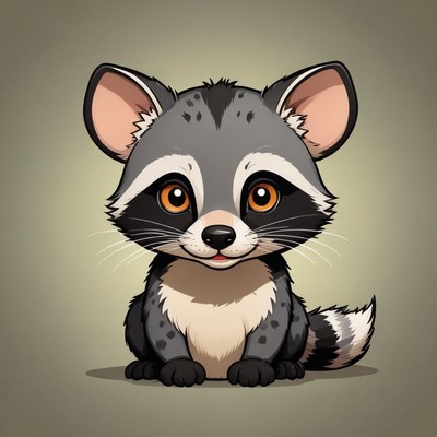 A cute raccoon sits with a smile