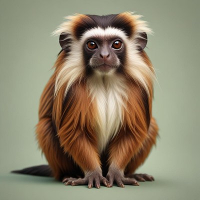 Reddish-brown monkey sits against green