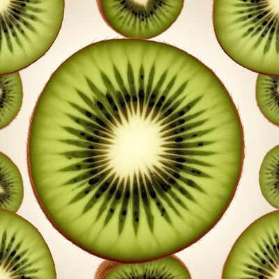 A close-up of a sliced kiwi fruit
