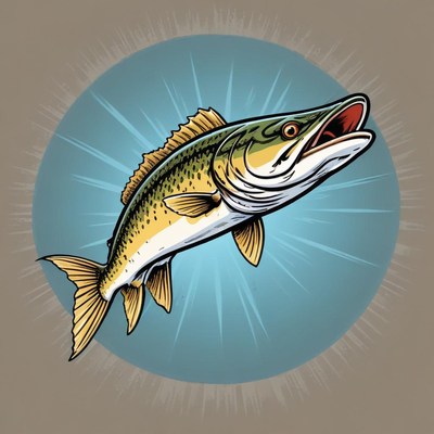 A spotted sea bass jumps out of the water